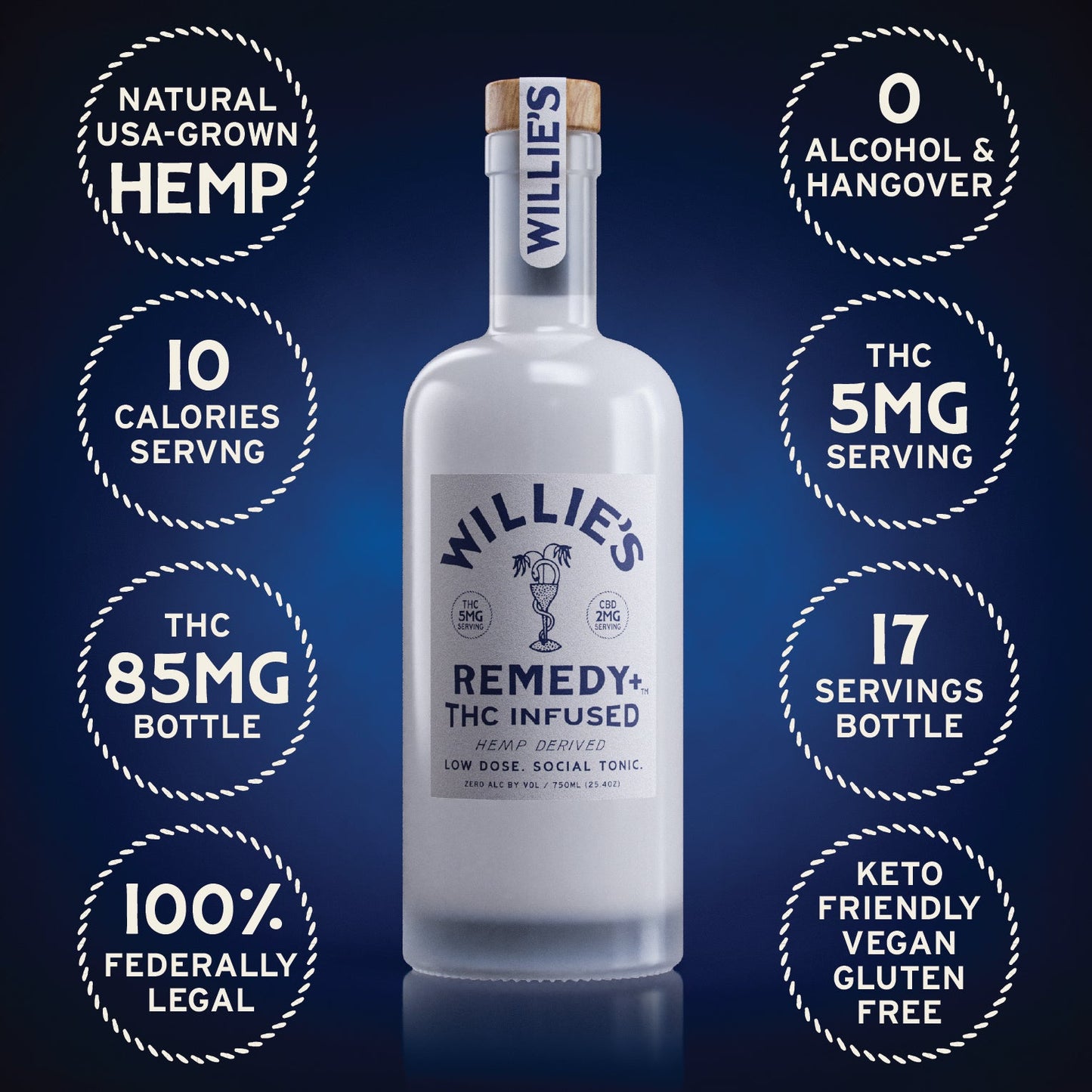 Willie's Remedy+ 5mg Low Dose 750ml Bottles (6x1) 6bottles