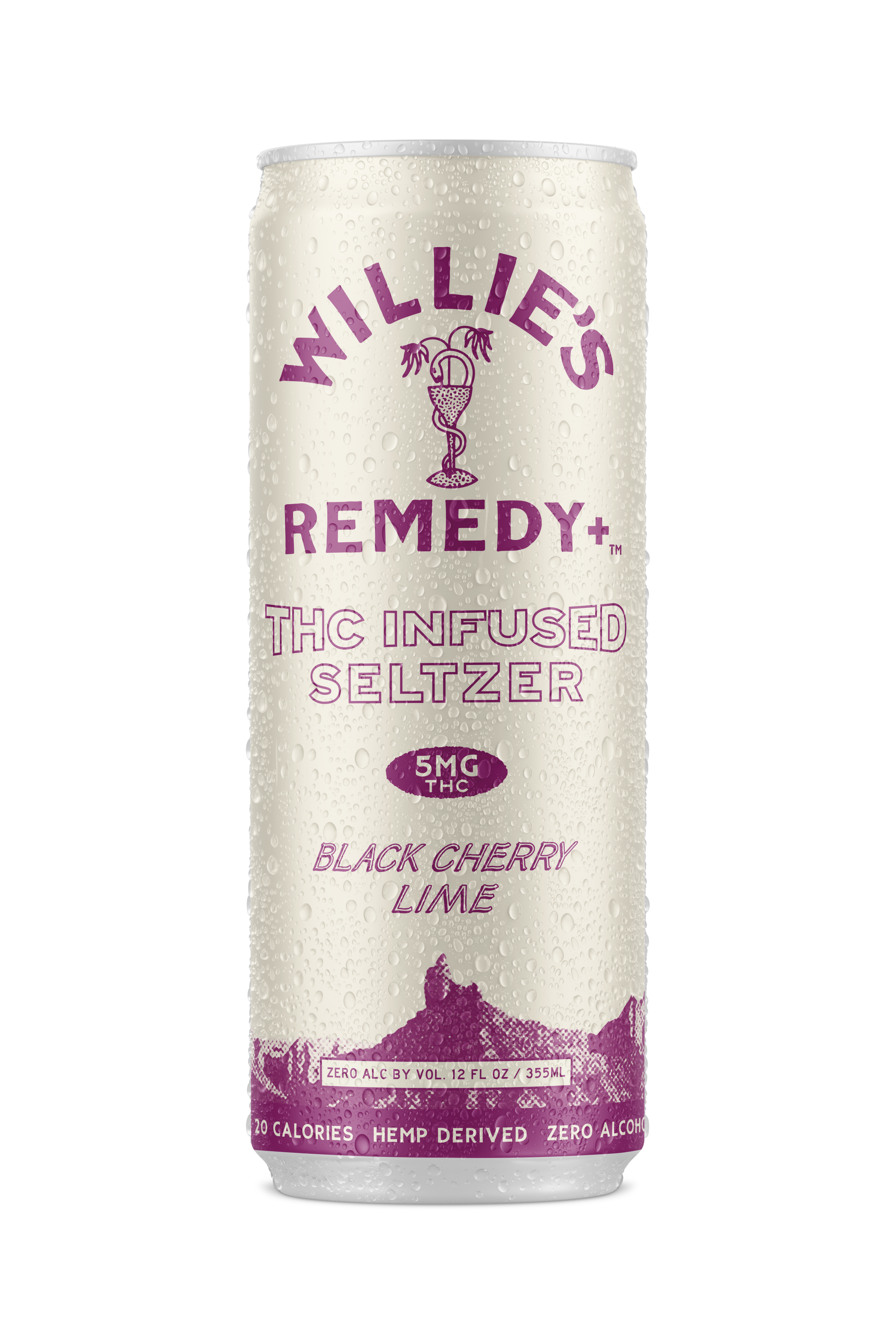 Willie's Remedy+ 5mg THC Infused Seltzer - Black Cherry Lime (12x4) 48cans