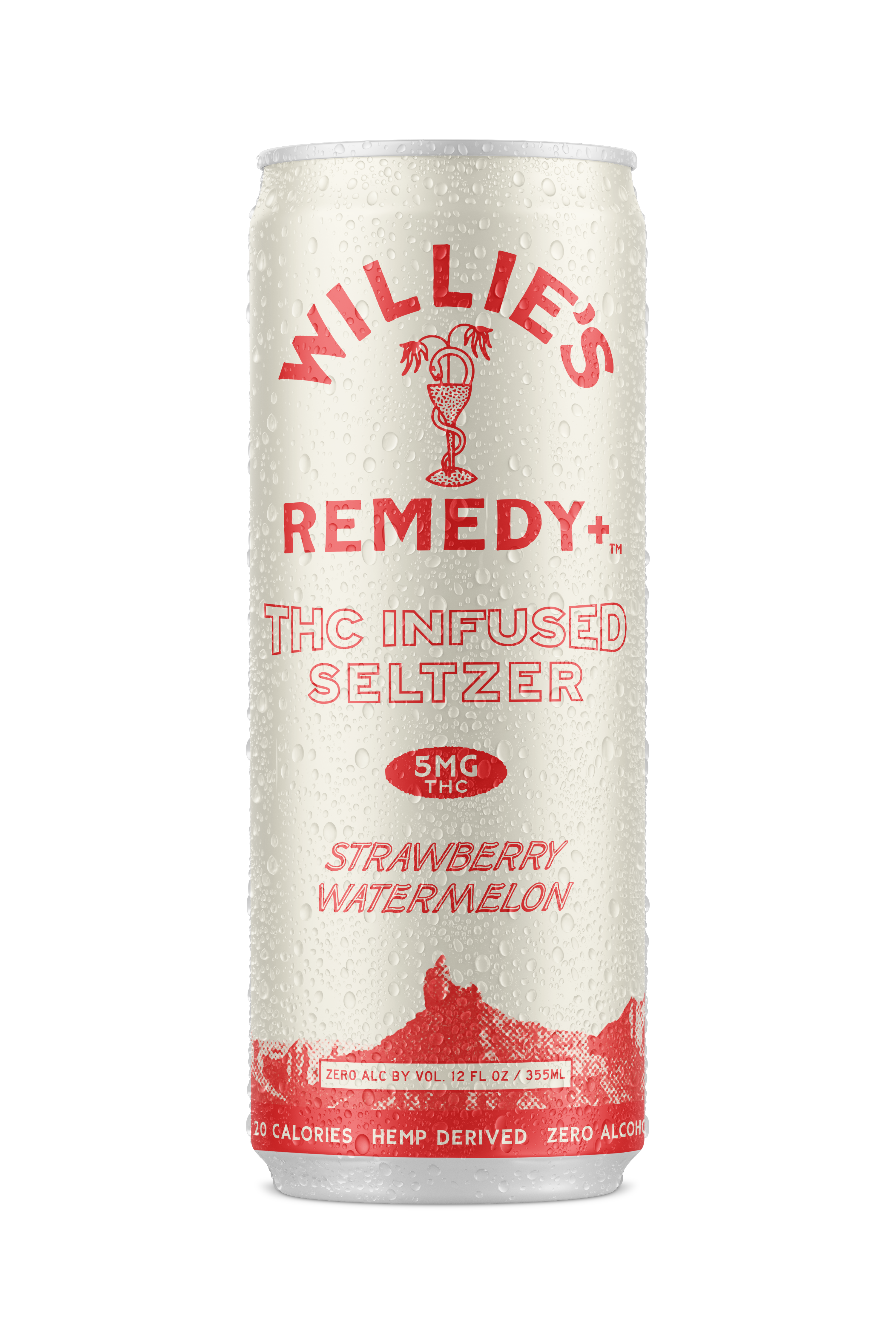 Willie's Remedy+ 5mg THC Infused Seltzer - Strawberry Watermelon - (12x4) 48cans