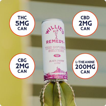 Willie's Remedy+ 5mg THC Infused Seltzer - Black Cherry Lime (6x4) 24cans
