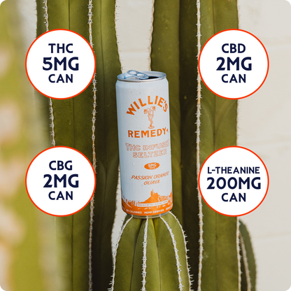Willie's Remedy+ 5mg THC Infused Seltzer - Passion Orange Guava (6x4) 24cans