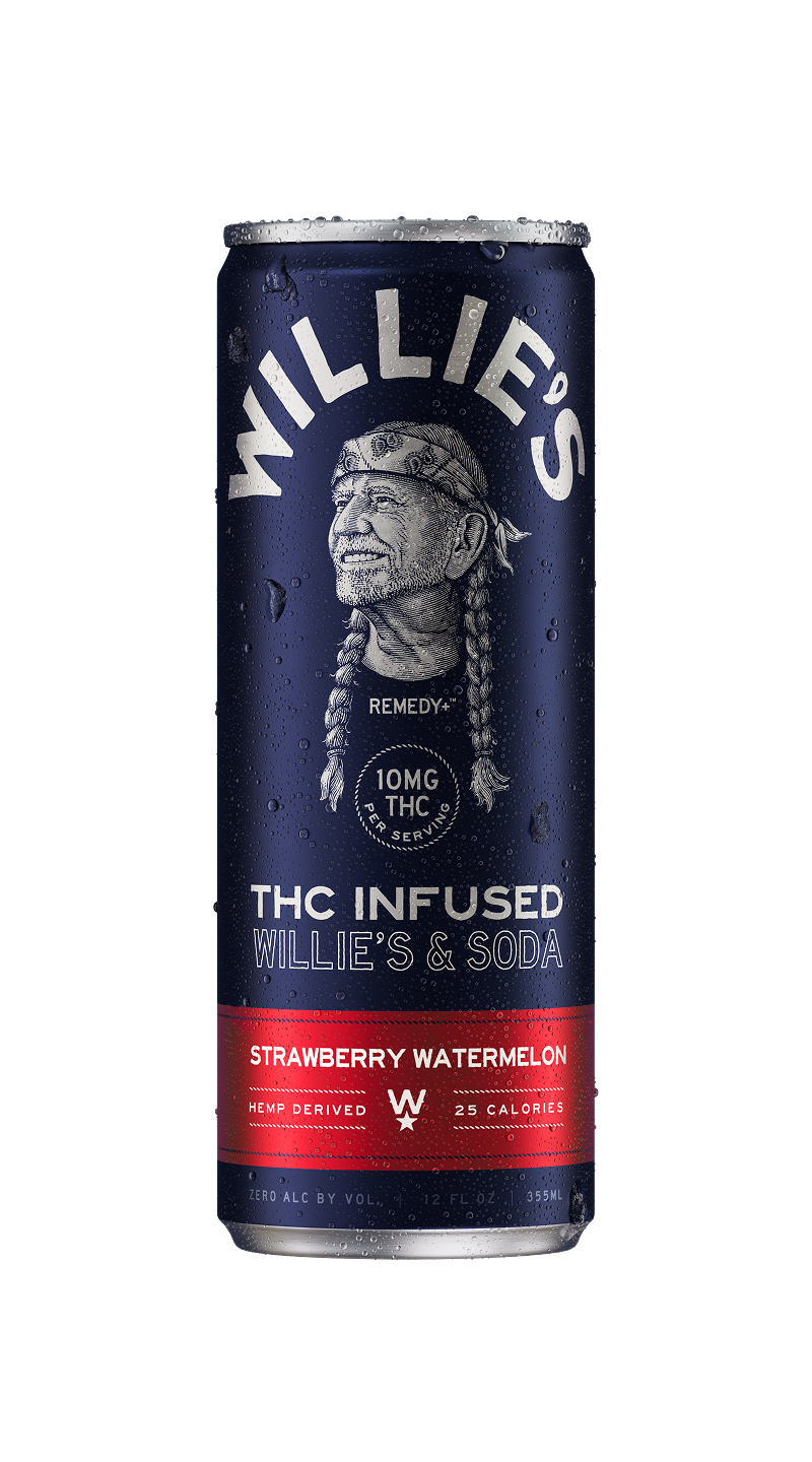 Willie's Remedy+ 10mg THC Infused Soda - Strawberry Watermelon (12x4) 48cans
