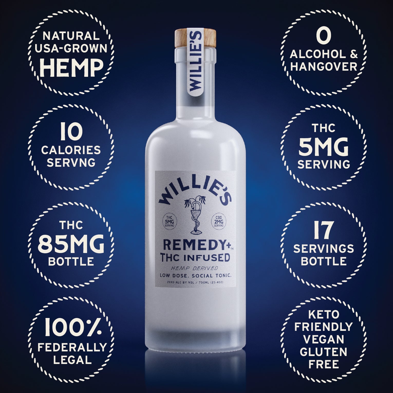 Willie's Remedy+ 5mg  Low Dose 750ml Bottles (6x1) 6bottles