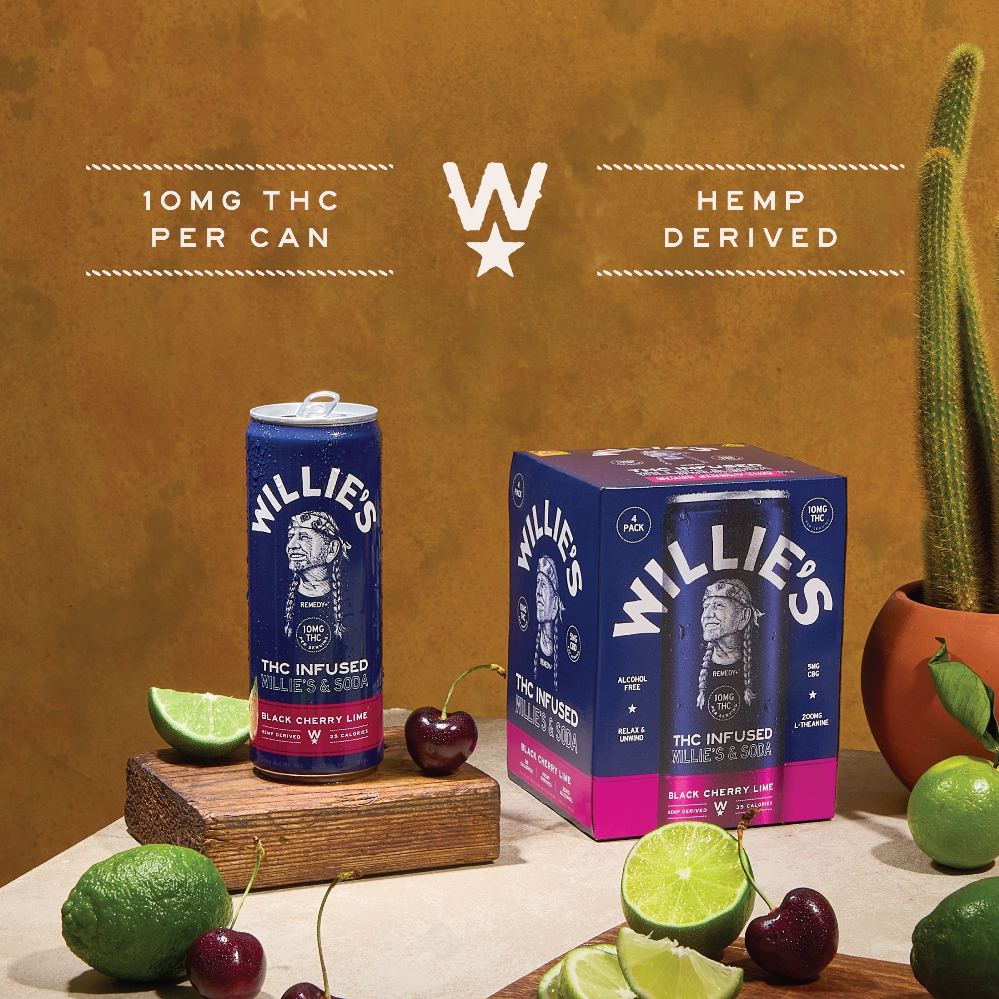 Willie's Remedy+ 10mg THC Infused Soda - Black Cherry Lime (12x4) 48cans