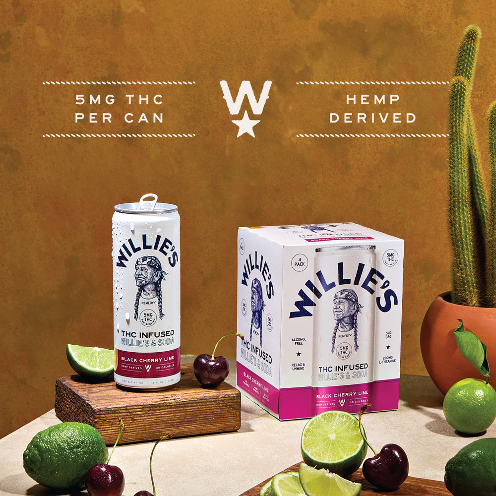 Willie's Remedy+ 5mg THC Infused Soda - Black Cherry Lime (12x4) 48cans