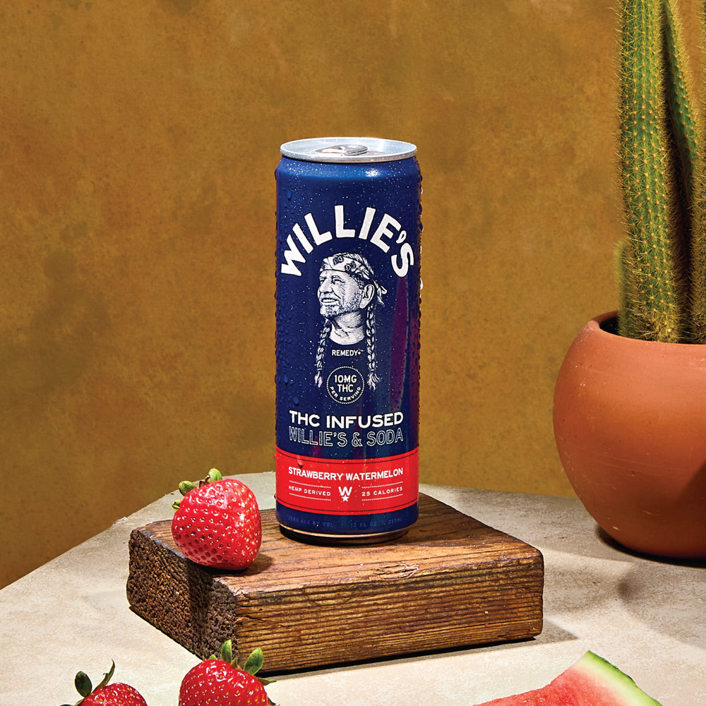 Willie's Remedy+ 10mg THC Infused Soda - Strawberry Watermelon (12x4) 48cans