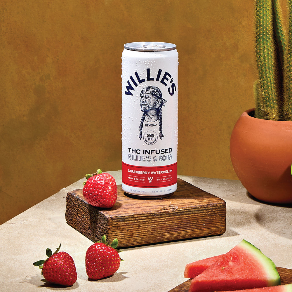 Willie's Remedy+ 5mg THC Infused Soda - Strawberry Watermelon - (12x4) 48cans